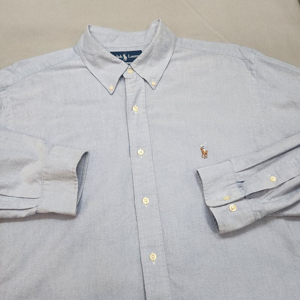 Ralph Lauren Classic Fit Blue Button Up Shirt Men's Sz 18 36/37